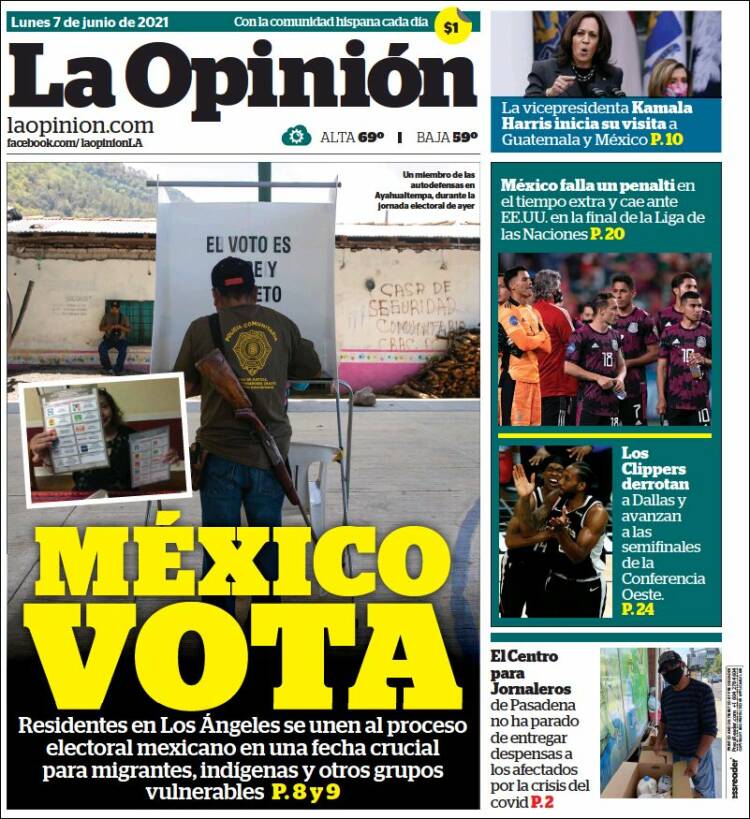 Portada de La Opinión (USA)