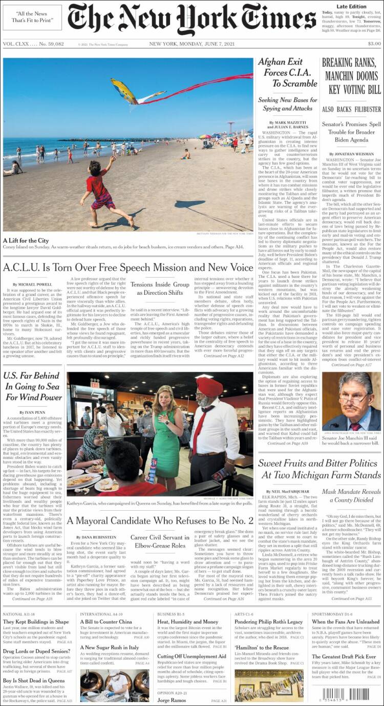 Portada de New York Times (USA)