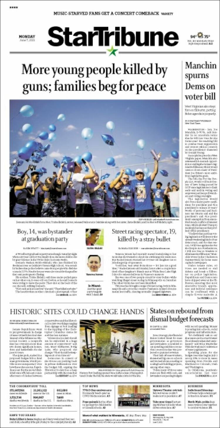 Portada de Star Tribune (USA)