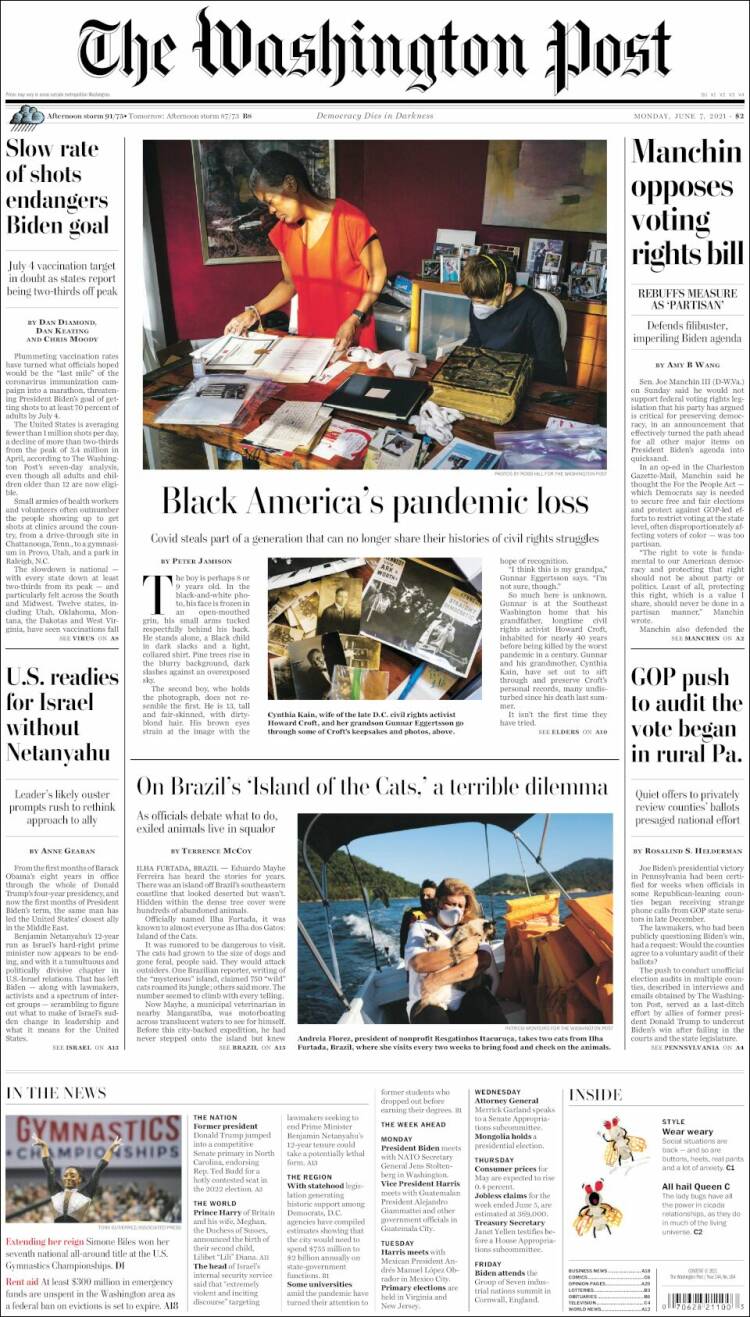 Portada de The Washington Post (USA)