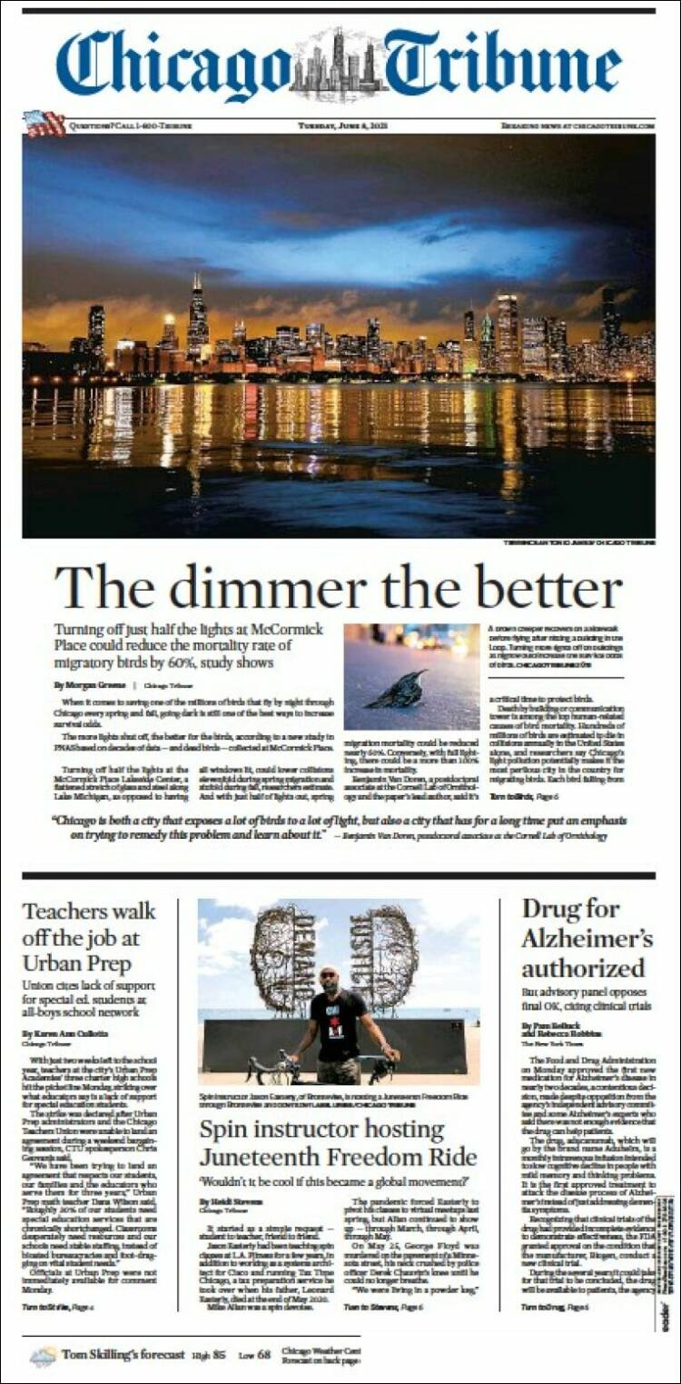 Portada de Chicago Tribune (USA)