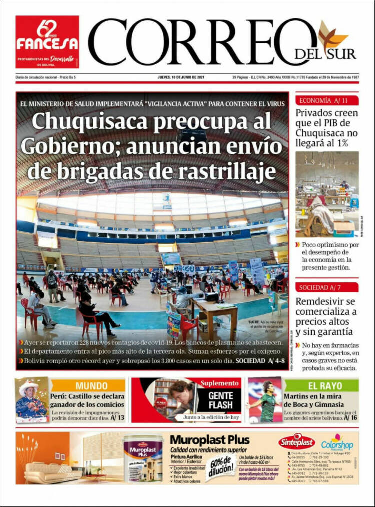 Portada de Correo Sur (Bolivia)