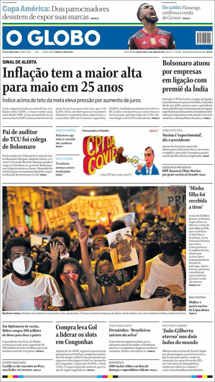 Portada de O Globo (Brasil)