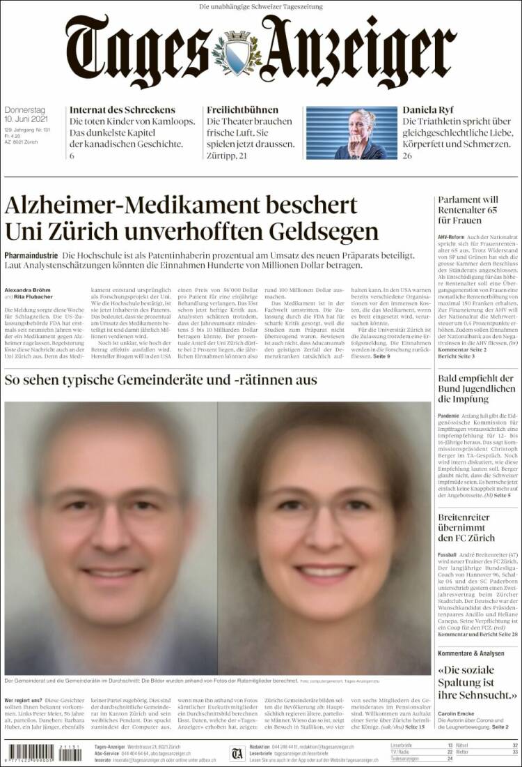 Portada de Tages-Anzeiger (Suiza)