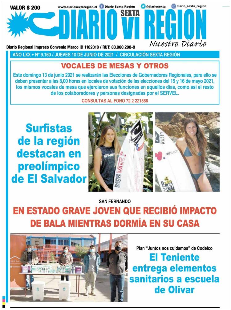 Portada de Diario VI Región (Chile)