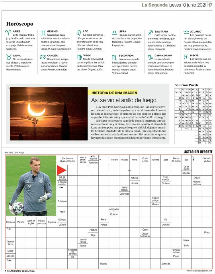 Portada de La Segunda (Chile)