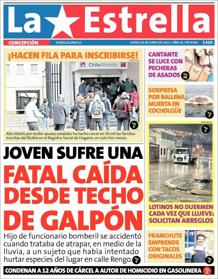 Portada de La Estrella de Concepción (Chile)