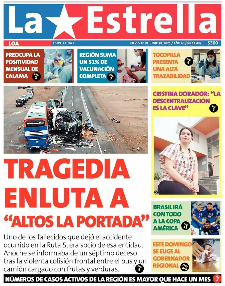 Portada de La Estrella de Loa (Chile)