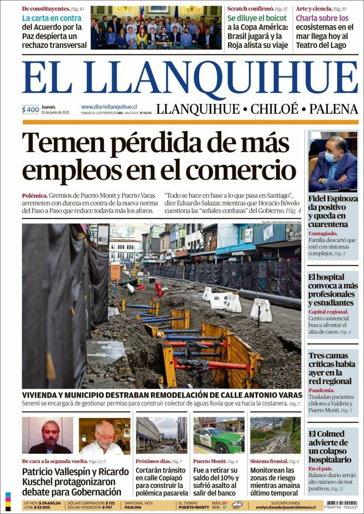 Portada de El Llanquihue (Chile)