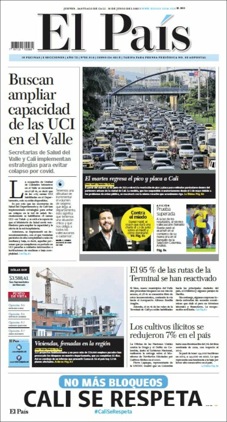 Portada de El País - Cali (Colombia)