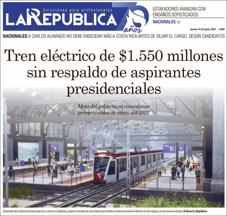 Portada de La República (Costa Rica)