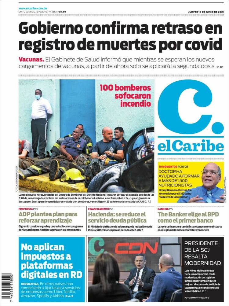 Portada de El Caribe (R. Dominicana)