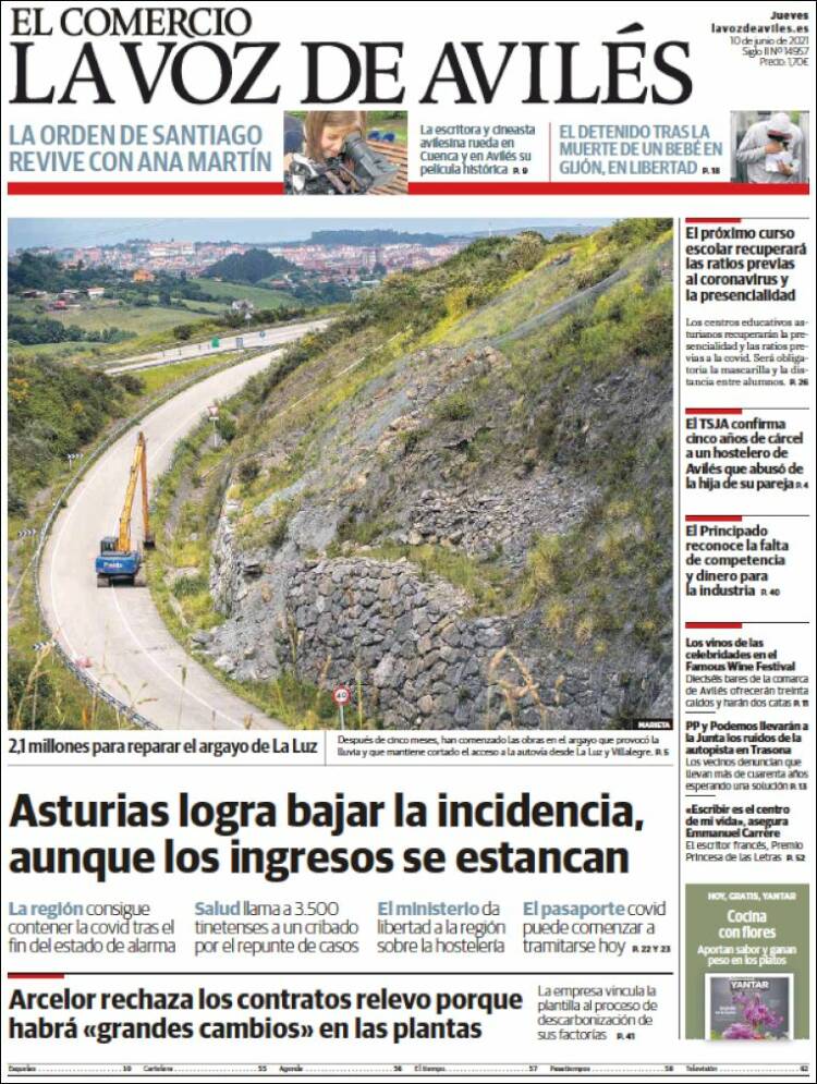 Portada de El Comercio - Avilés (España)