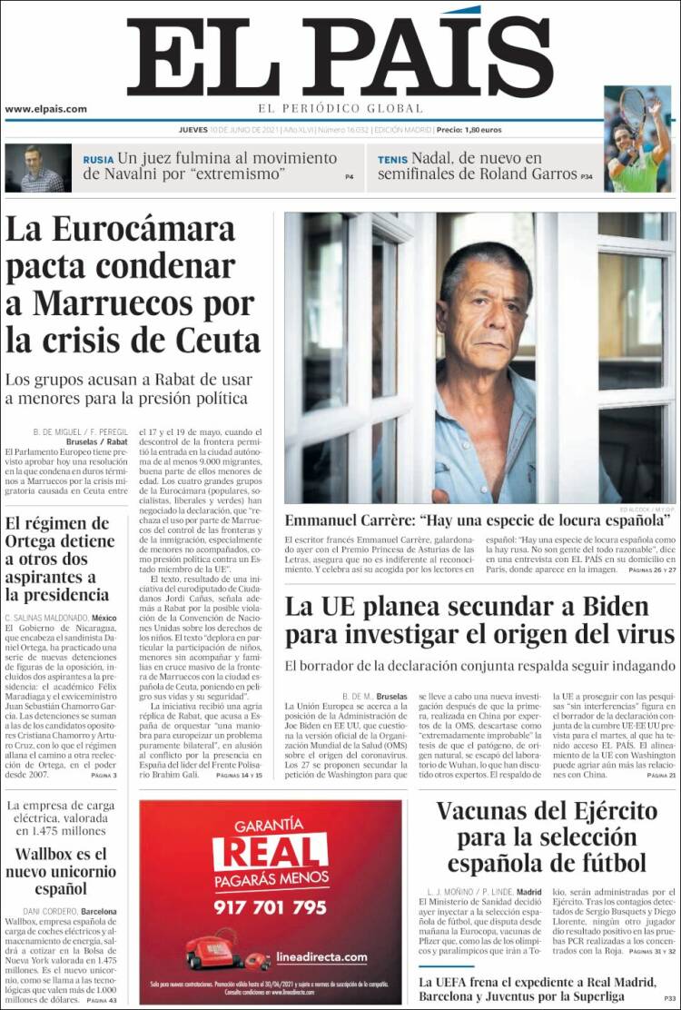 Portada de El País (Spain)