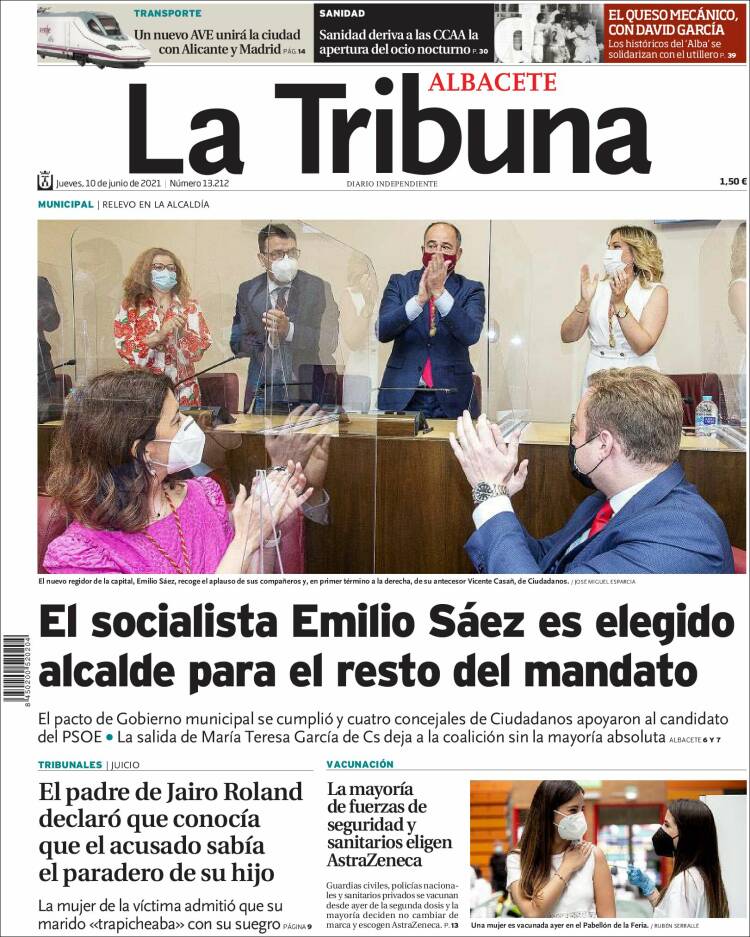 Portada de La Tribuna de Albacete (Spain)