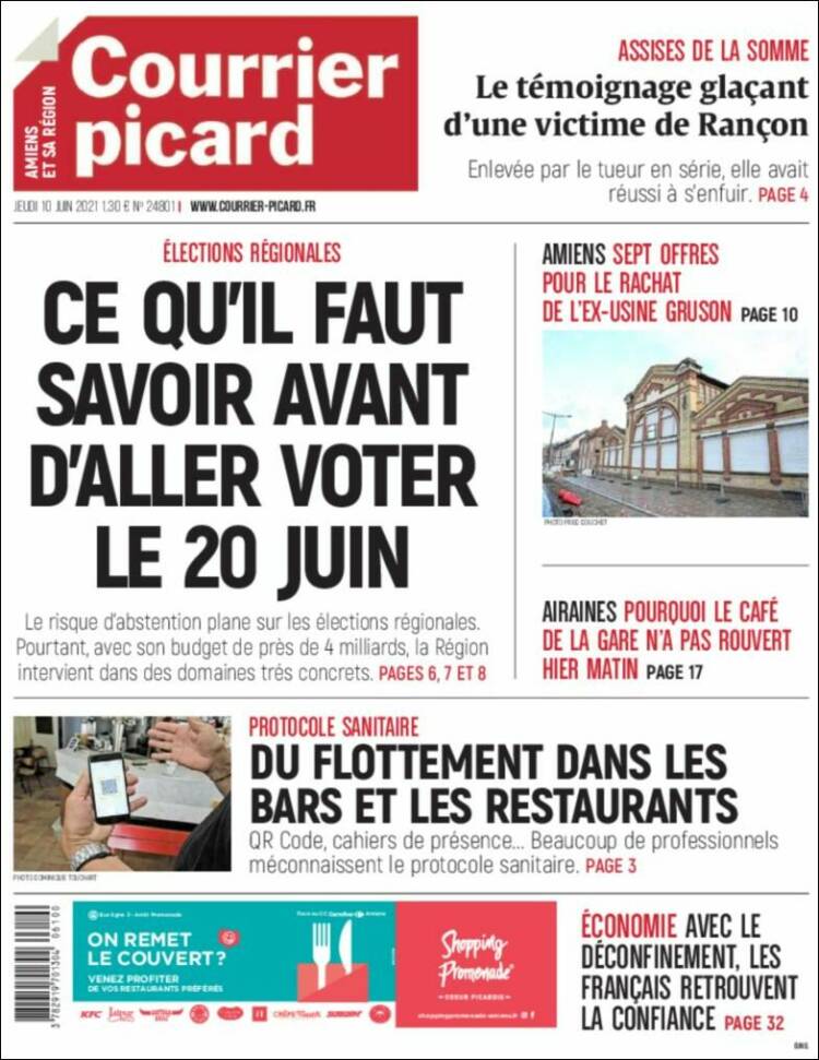Portada de Courrier Picard (Francia)