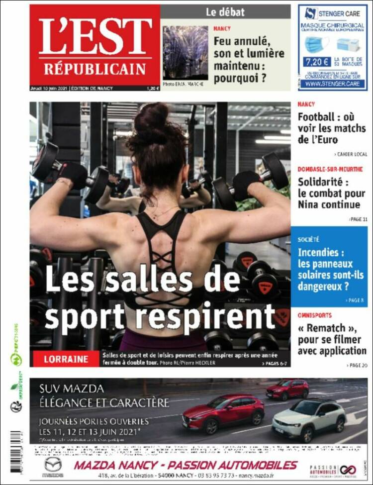 Portada de L'Est Republicain (Francia)