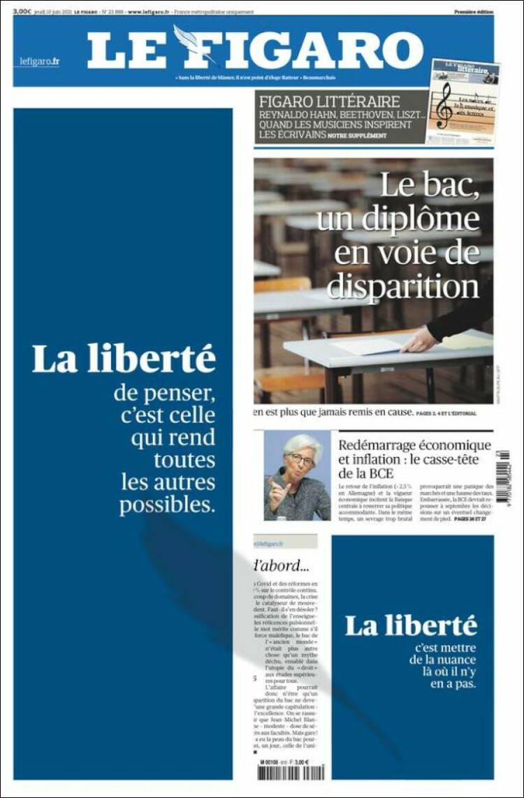 Portada de Le Figaro (Francia)