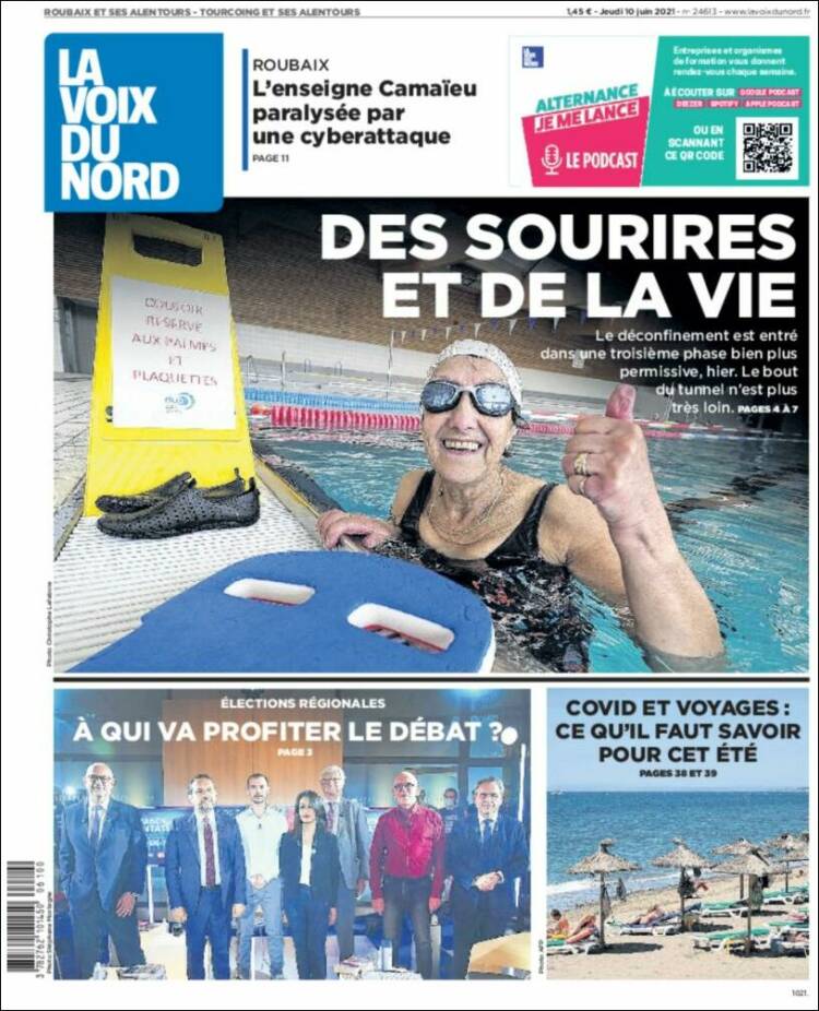 Portada de La Voix du Nord (Francia)