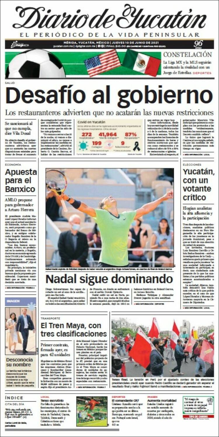 Portada de Diario de Yucatán (México)