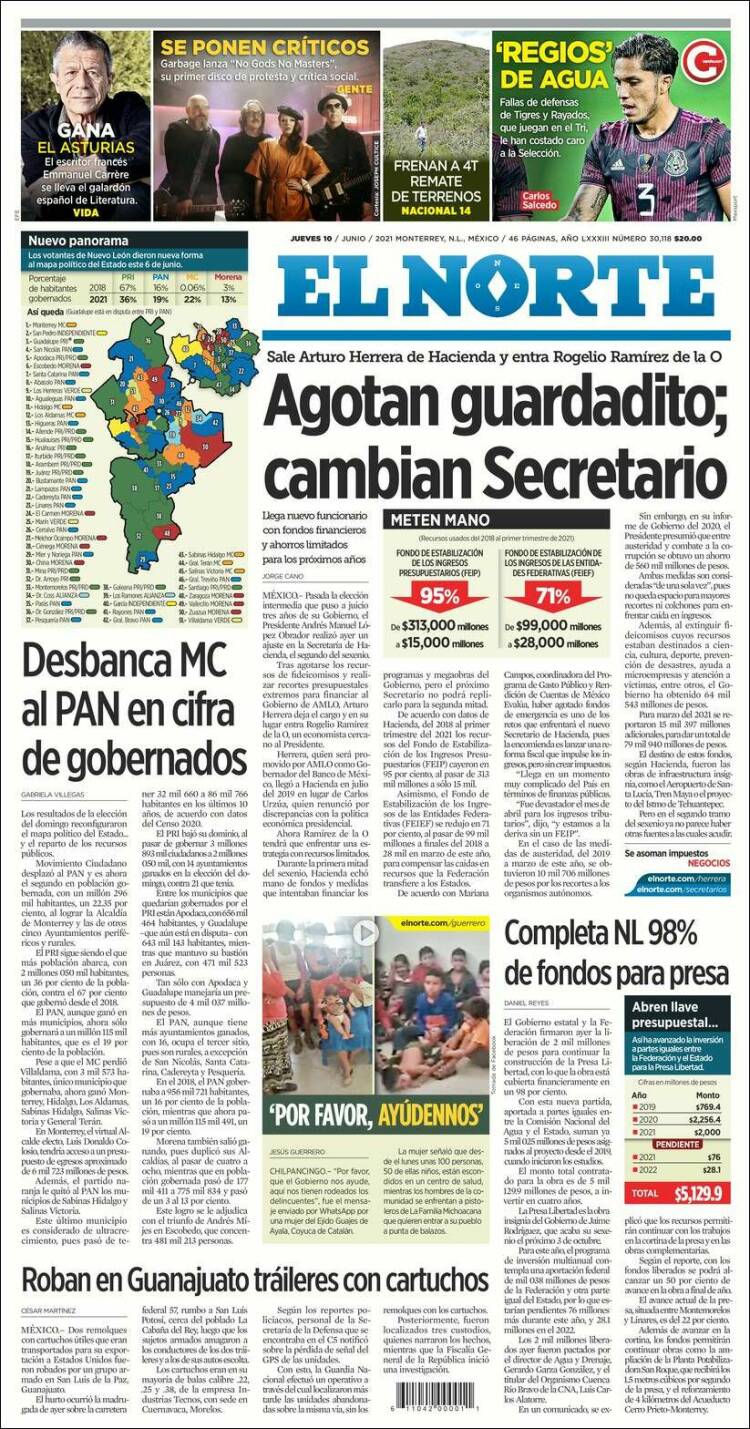 Portada de El Norte (México)