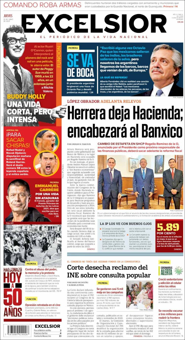 Portada de Excelsior (México)