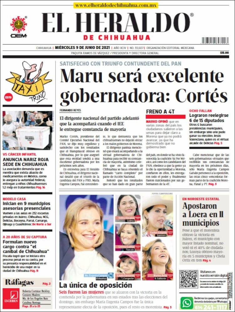 Portada de El Heraldo de Chihuahua (México)
