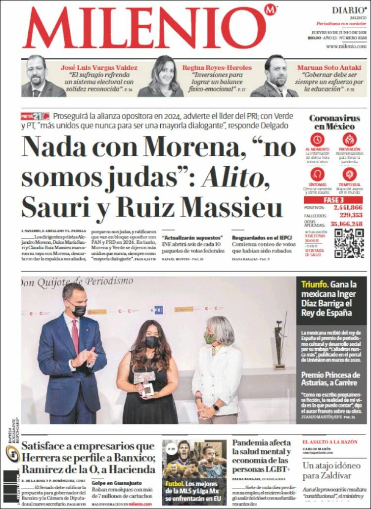 Portada de Milenio - Jalisco (México)