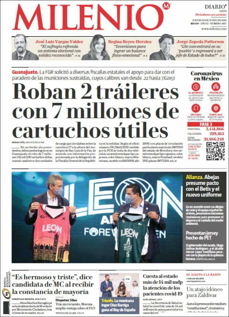 Portada de Milenio de León (México)