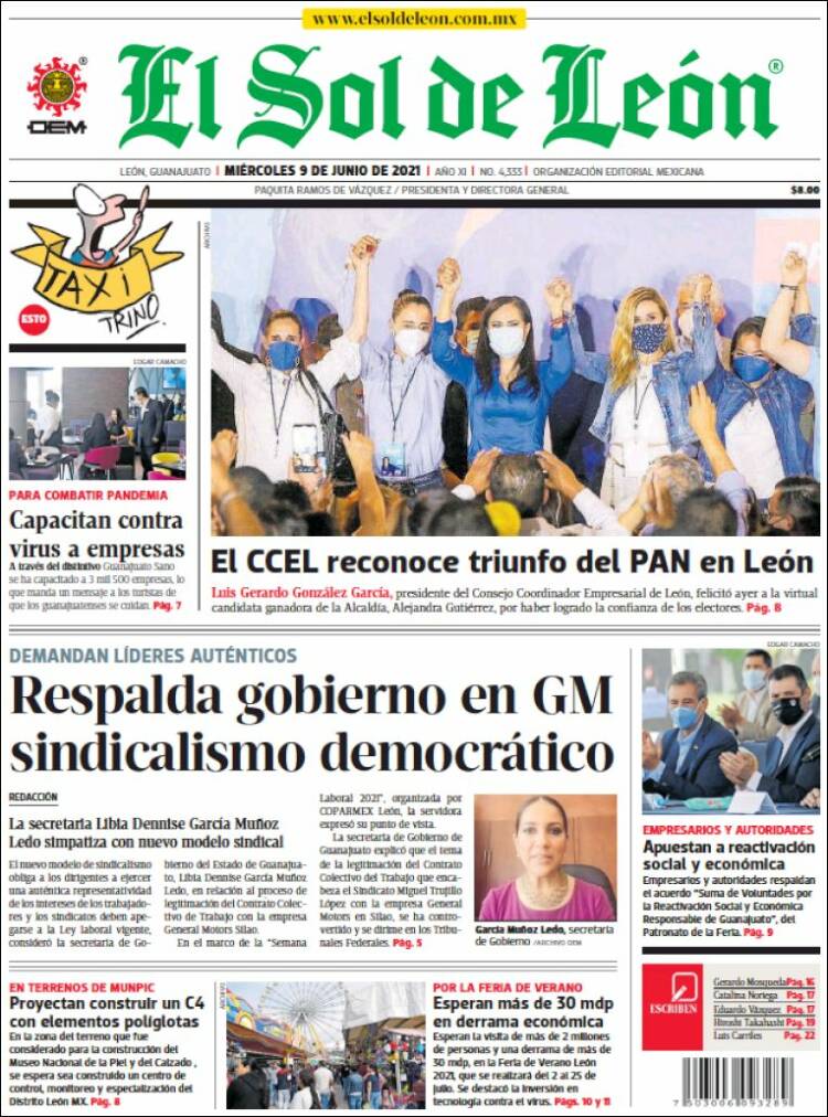 Portada de El Sol de León (México)