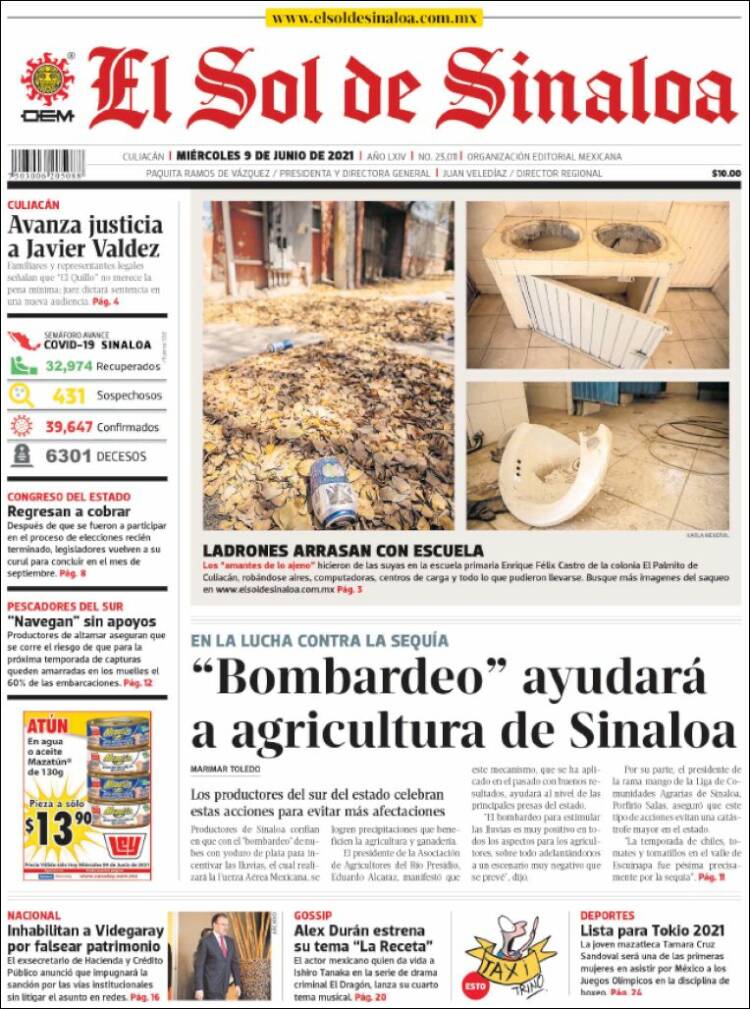 Portada de El Sol de Sinaloa (México)