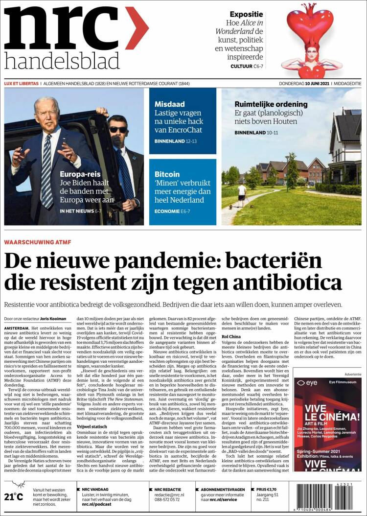 Portada de NRC Handelsblad (Pa&iacute;ses Bajos)