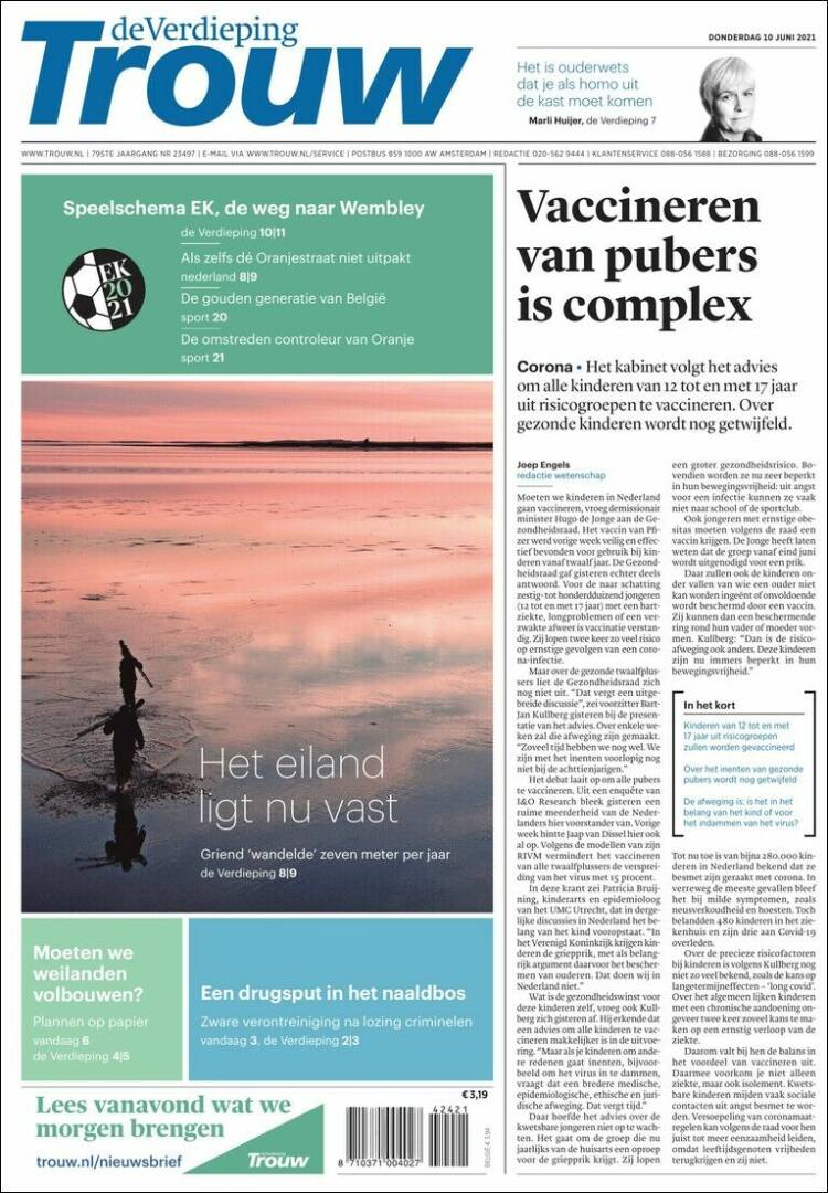 Portada de Trouw (Pa&iacute;ses Bajos)