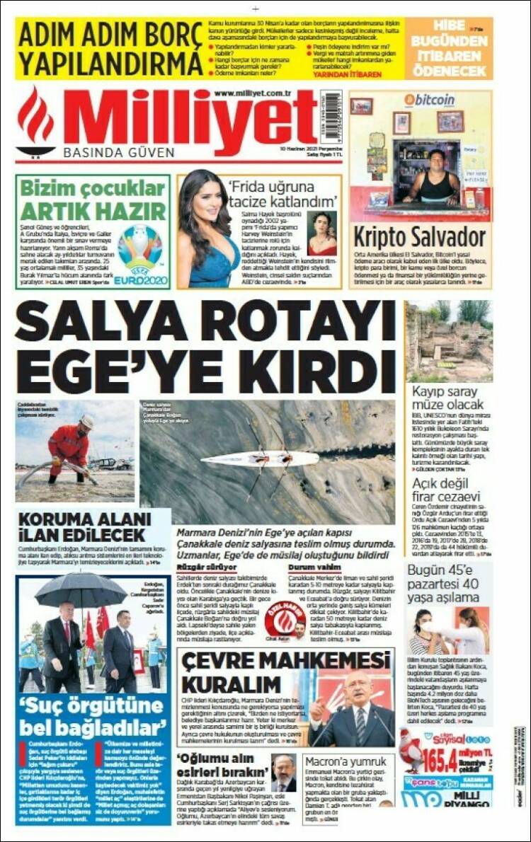 Portada de Milliyet (Turqu&iacute;a)