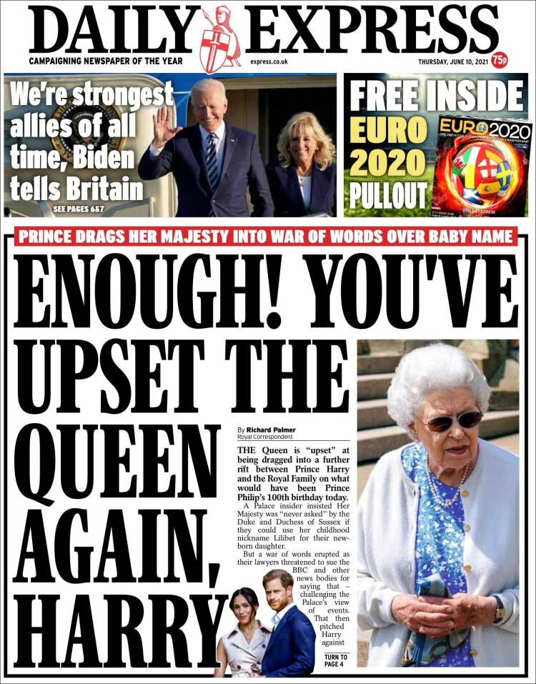 Portada de Daily Express (Reino Unido)