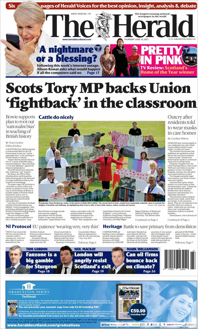 Portada de The Herald (Reino Unido)