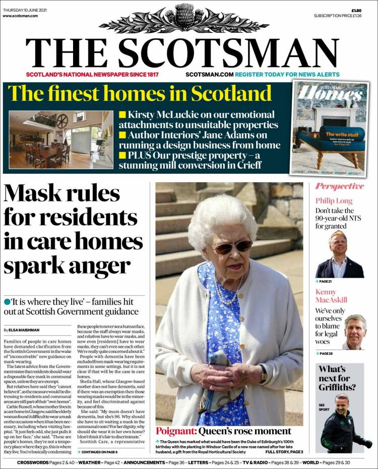 Portada de The Scotsman (Reino Unido)