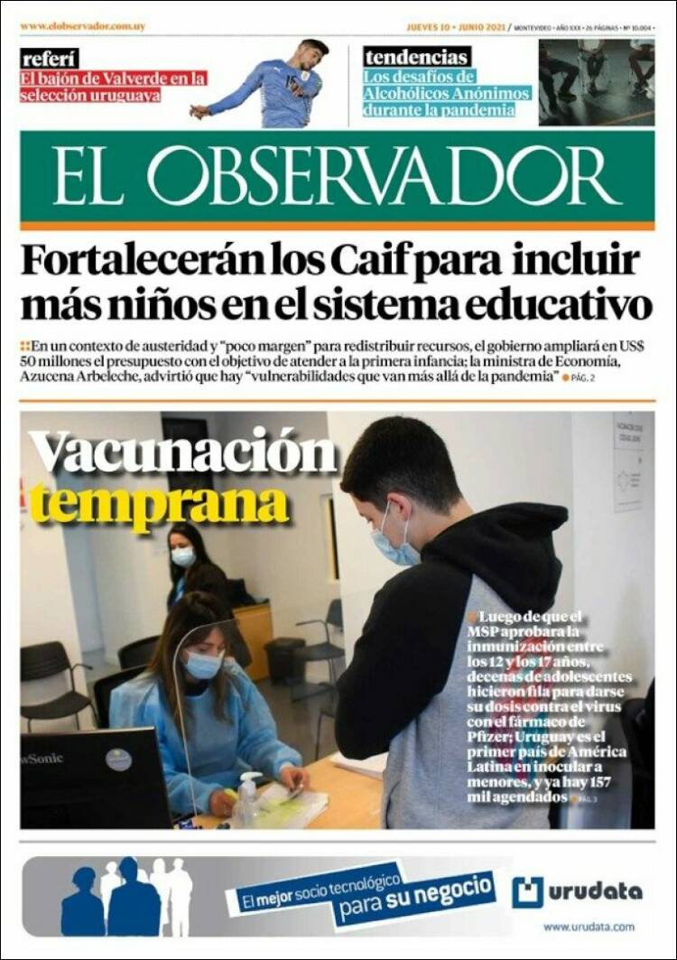 Portada de El Observador (Uruguay)