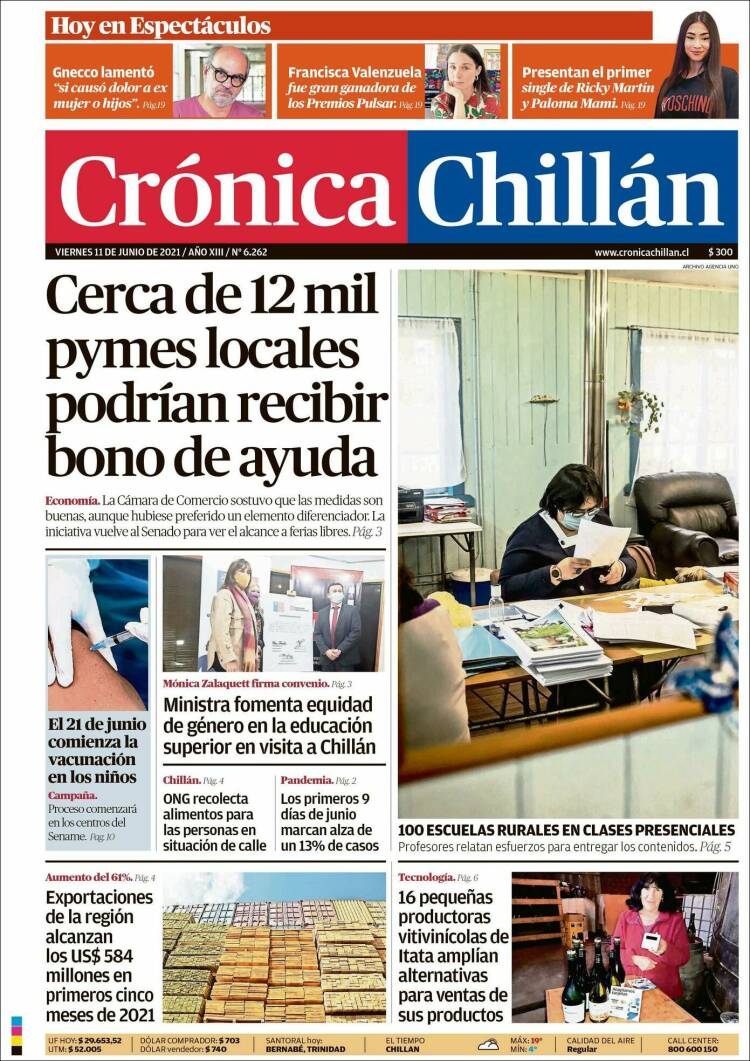 Portada de Crónica Chillán (Chile)