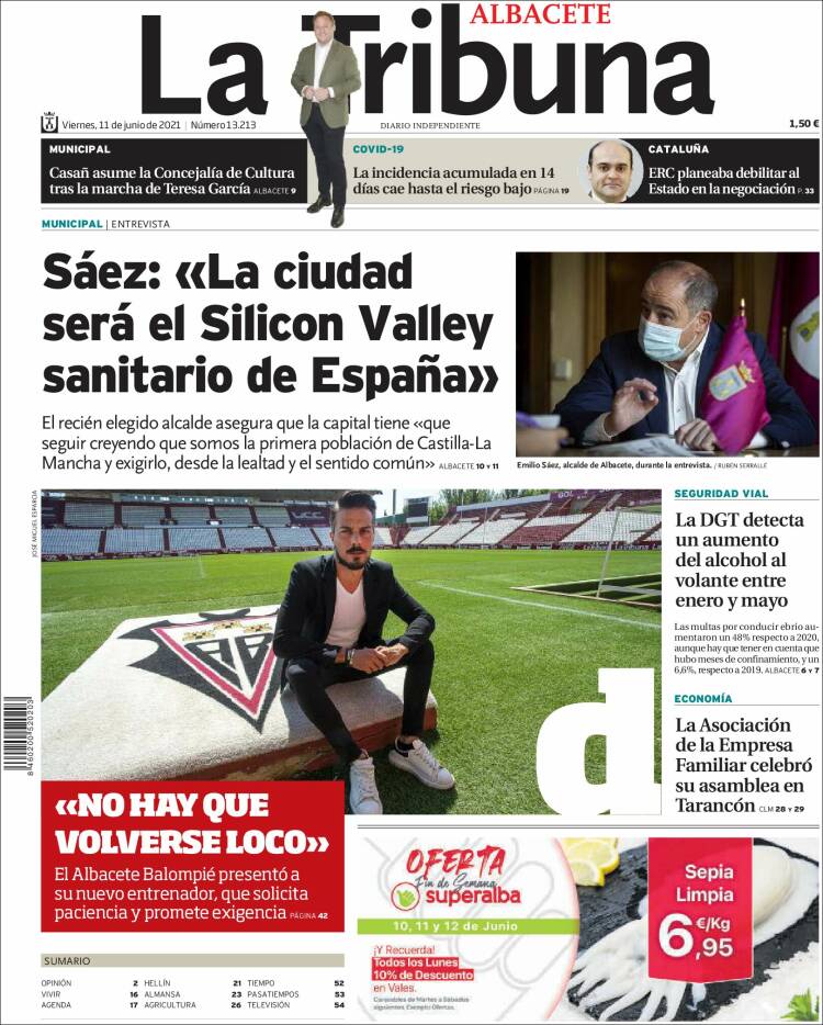 Portada de La Tribuna de Albacete (España)