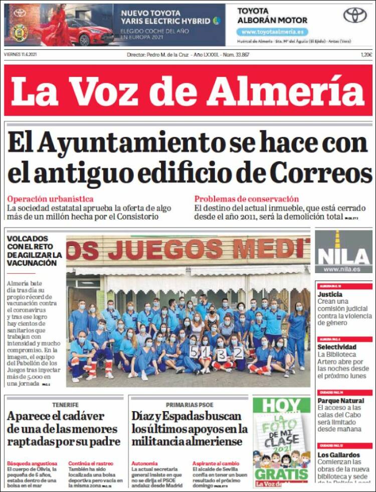 Portada de La Voz de Almería (España)