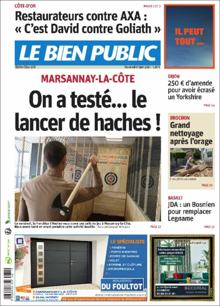 Portada de Le Bien Public (Francia)