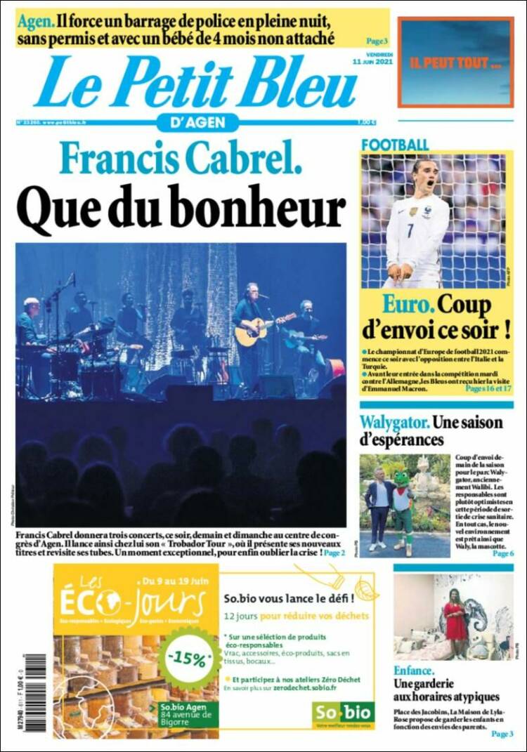 Portada de Le Petit Bleu (Francia)