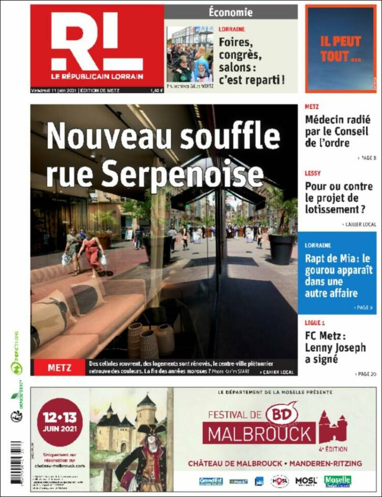 Portada de Le Republicain Lorrain (Francia)