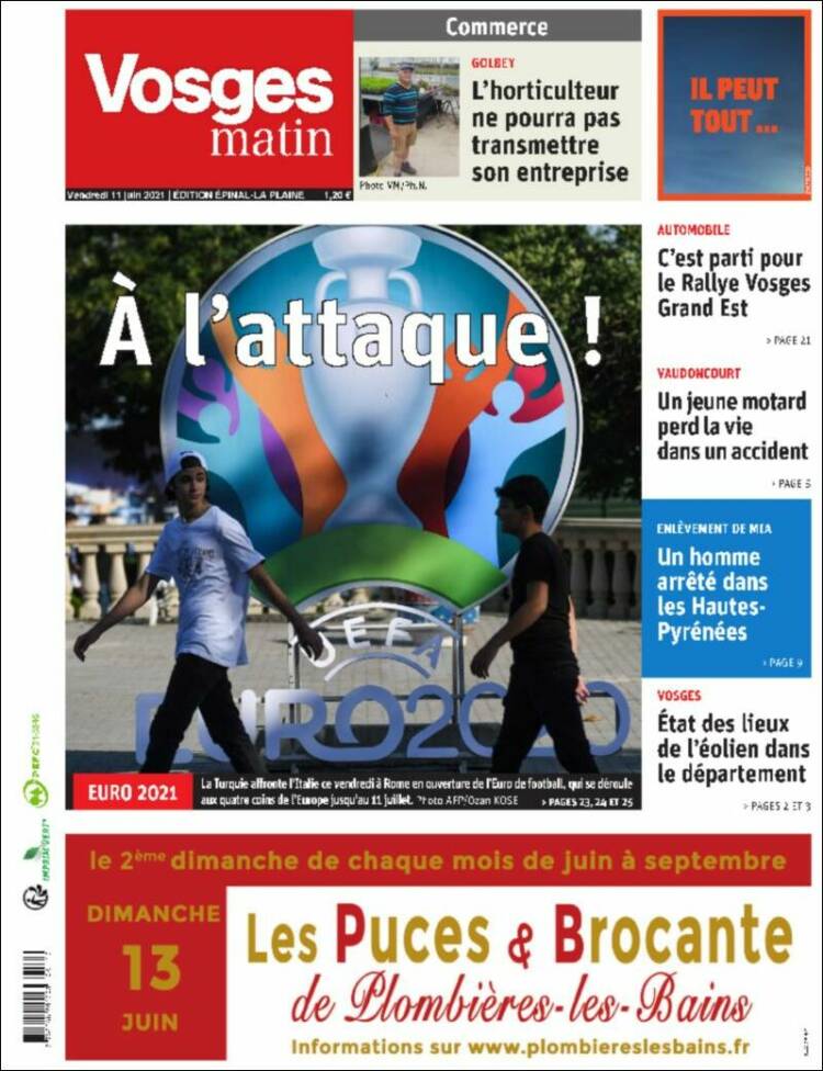 Portada de Vosges Matin (Francia)