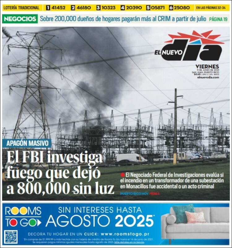 Portada de El Nuevo Día (Puerto Rico)