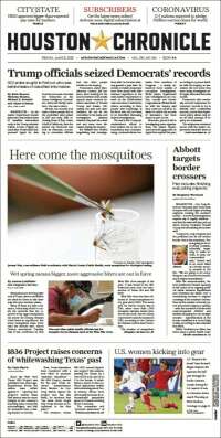 Portada de Houston Chronicle (USA)