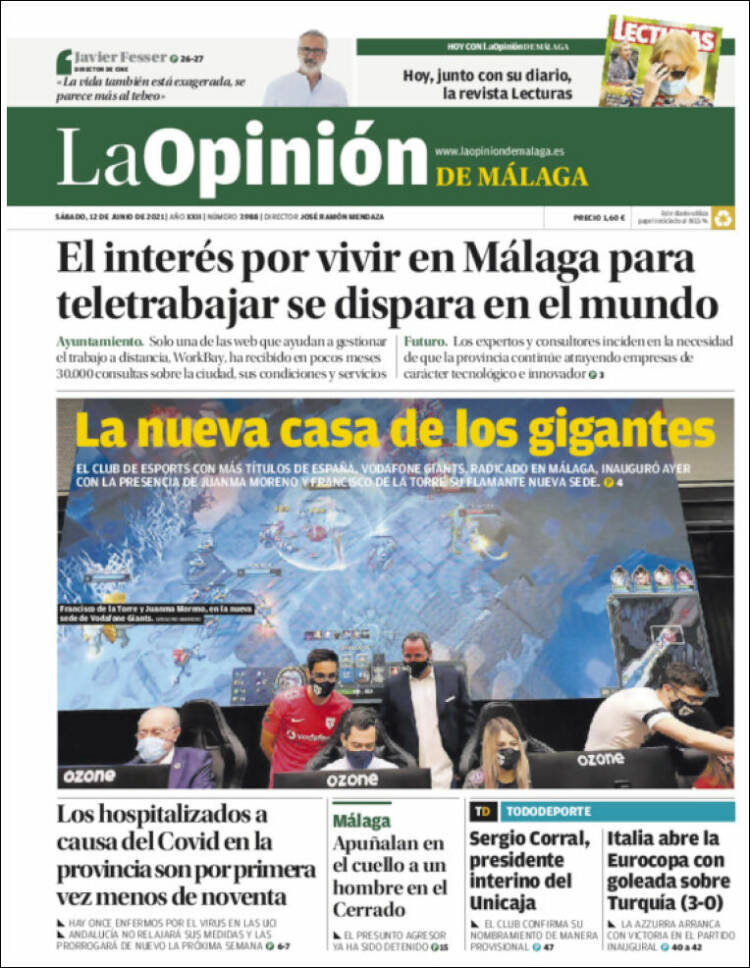 Portada de La Opinión de Málaga (Espagne)