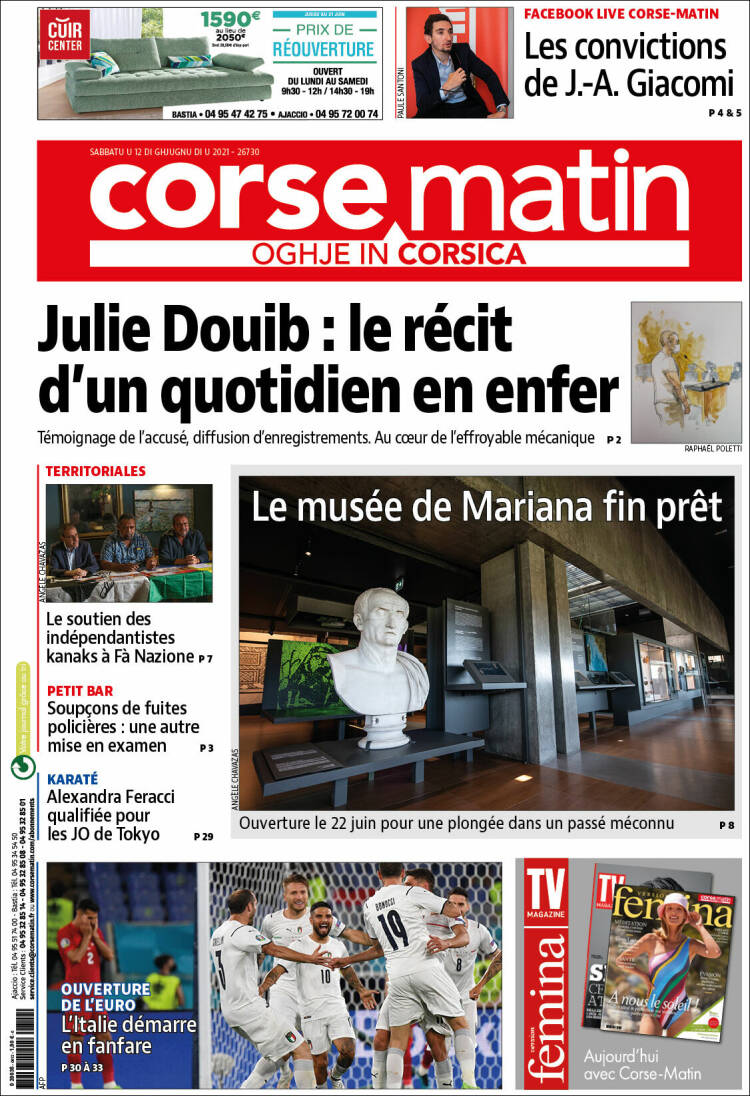 Portada de Corse-Matin (Francia)