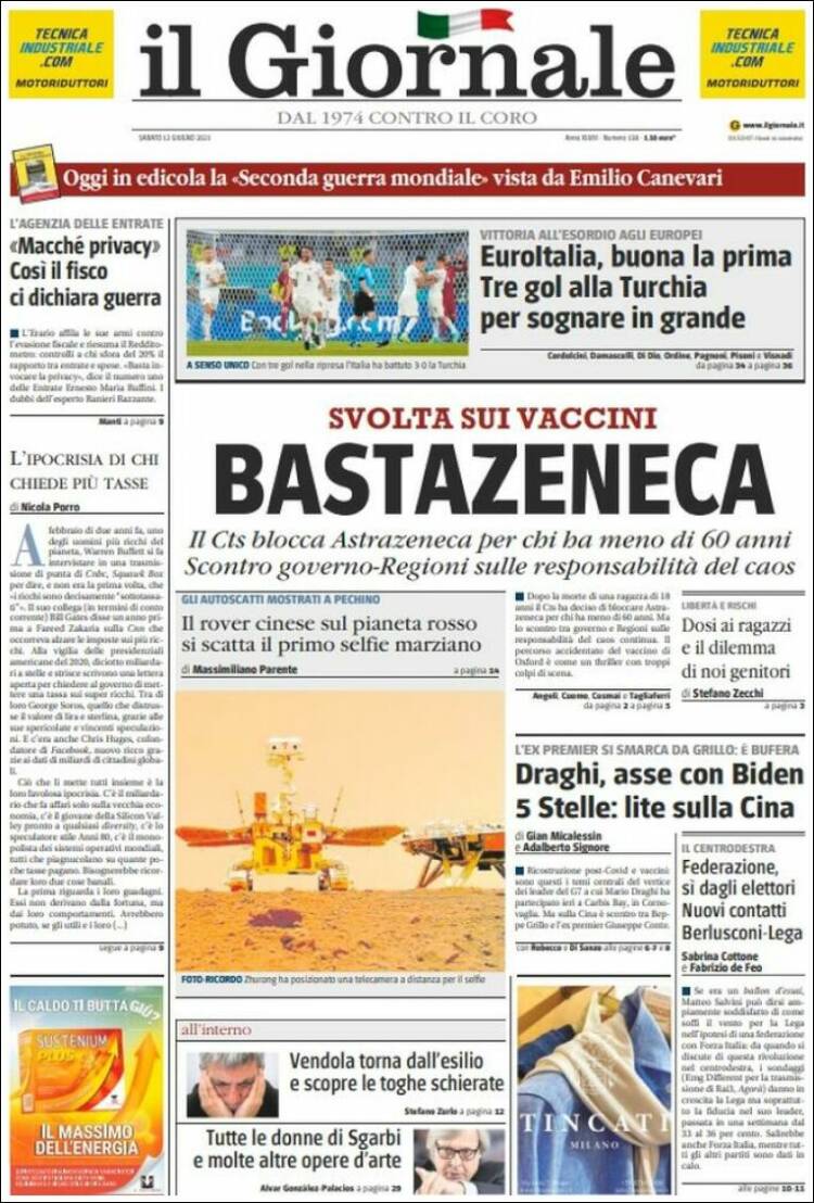 Portada de il Giornale (Italie)